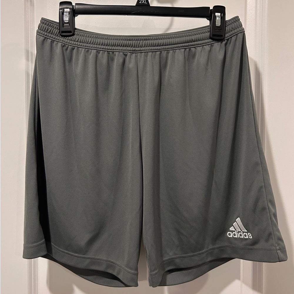 Men’s adidas size Large athletic shorts in gray.